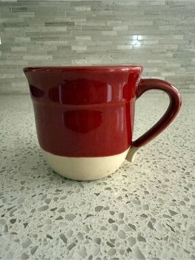 Emile Henry France 8714 Vintage Burgundy Red & Tan Two Tone Glazed Mug
